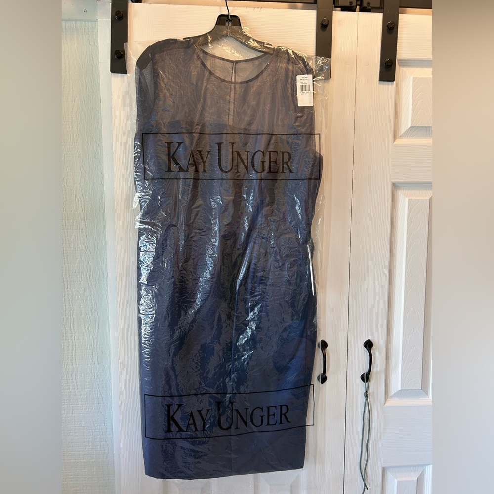 Kay Unger elegant Midnight Blue Long Sleeve Dress - Picture 3 of 11